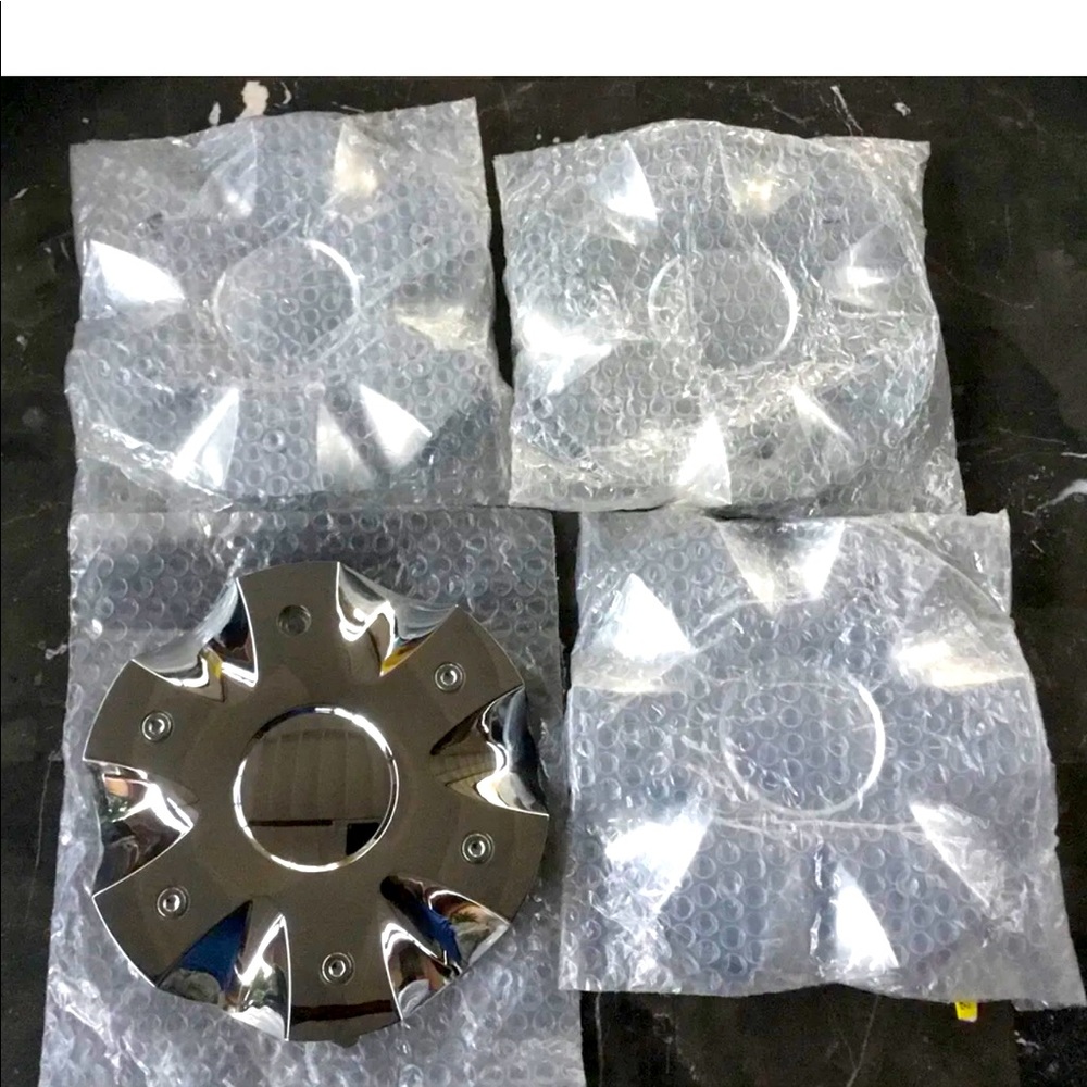 Defy Wheels Chrome Wheel Center Cap # 60992295F-1 No Logo W/ Screws Set Of (4)